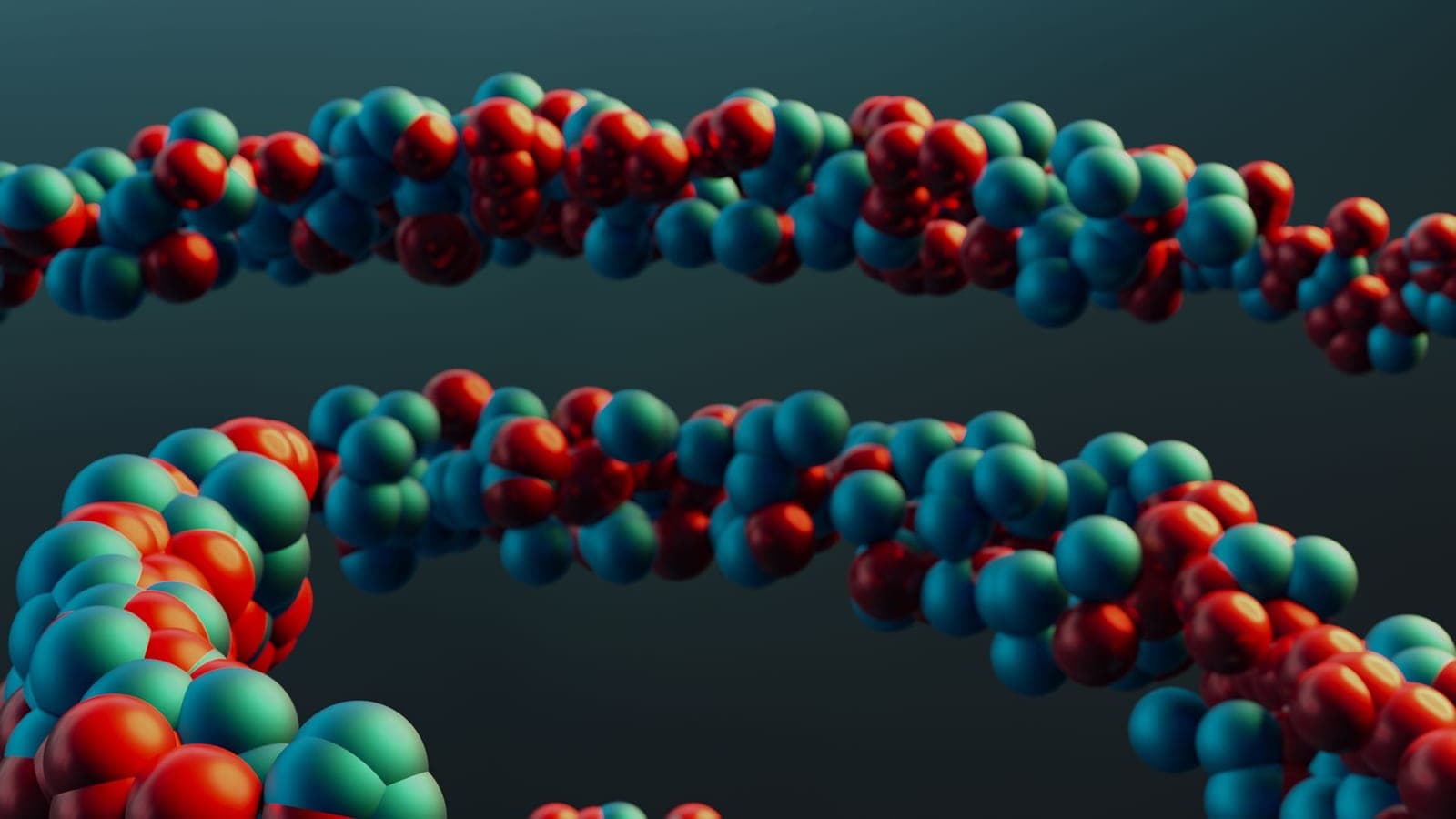 Colorful molecular model illustrating peptide structure.
